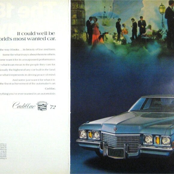 Vintage 1972 Cadillac Sales 2 Page Print Advertisement Evening Fashion - Picture 2 of 2